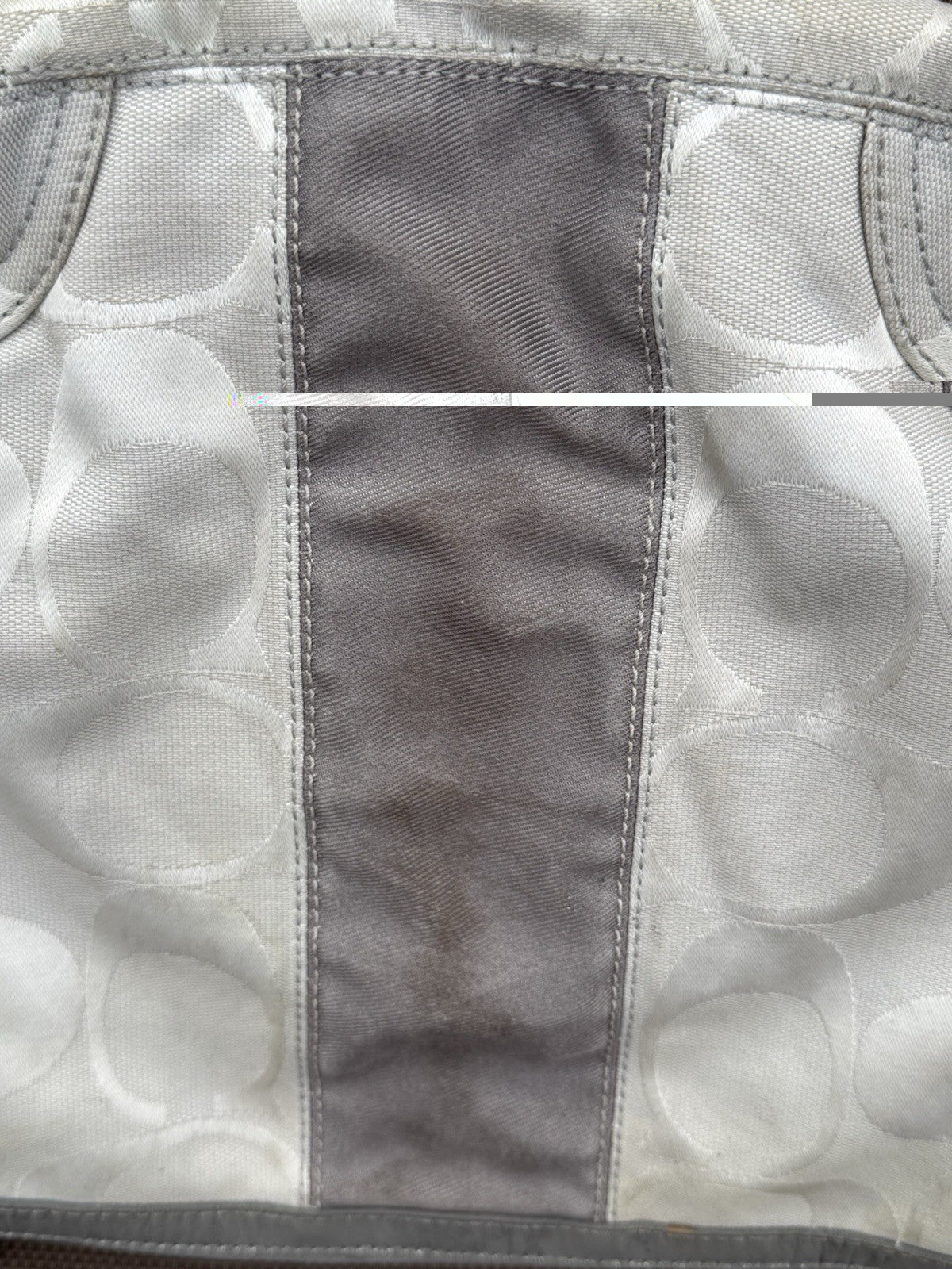 Coach Gallery SignatureStripe Convertible Shoulder Bag in Light Khaki/Gunmetal14