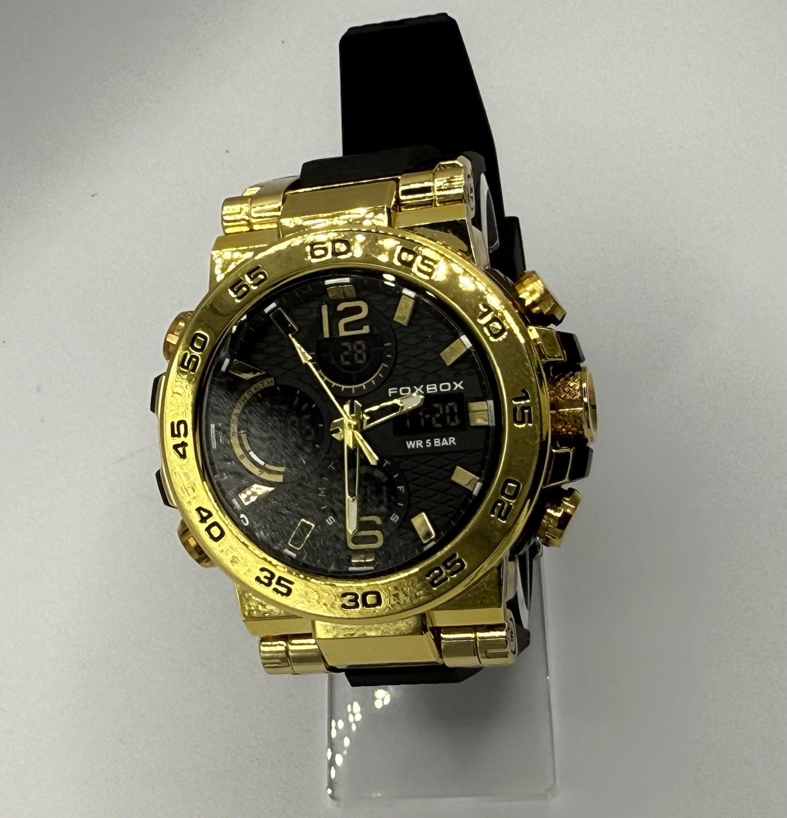 Fox Box Men's Watch Gold Tone with Silicone Band3