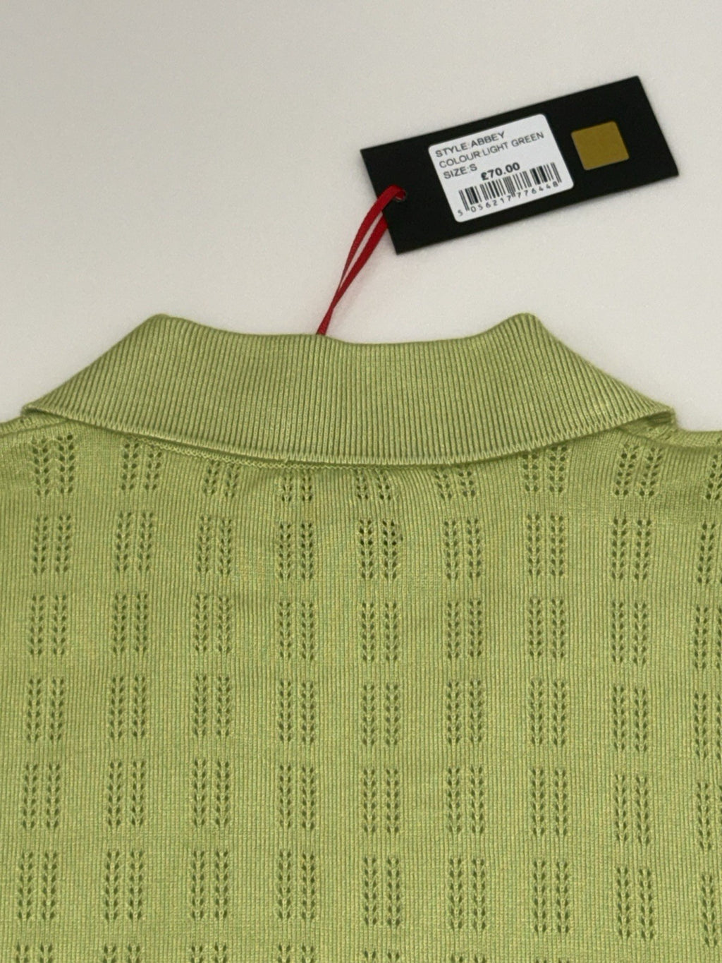 Devils Advocate Mens Knitted Scallop Edge Open Weave Short Sleeve Shirt In Green2