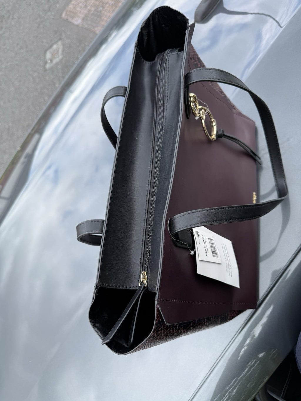 Nine West Karis Large Tote with Removable Pouch in Merlot/Oxblood4