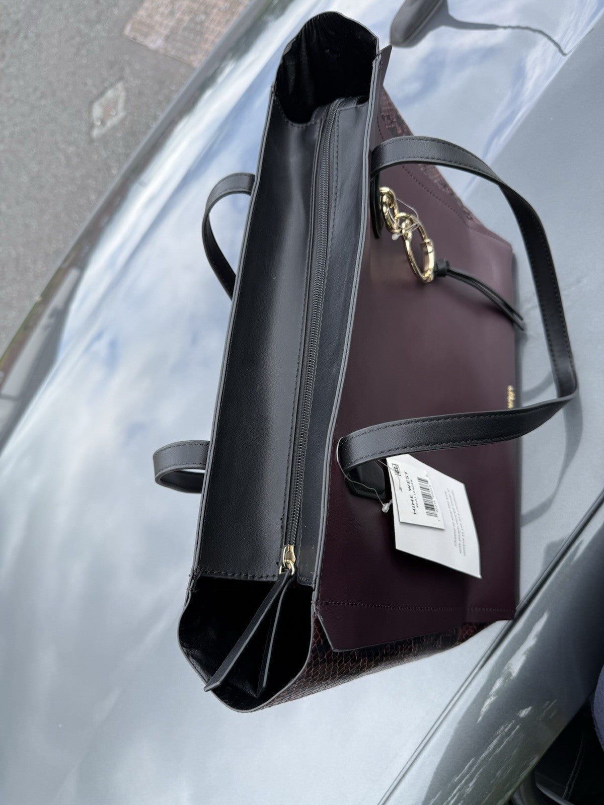 Nine West Karis Large Tote with Removable Pouch in Merlot/Oxblood4