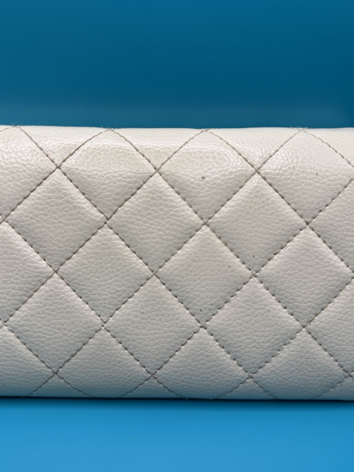 La Bagagerie Quilted Continental Wallet Clutch in Off-White Leather5