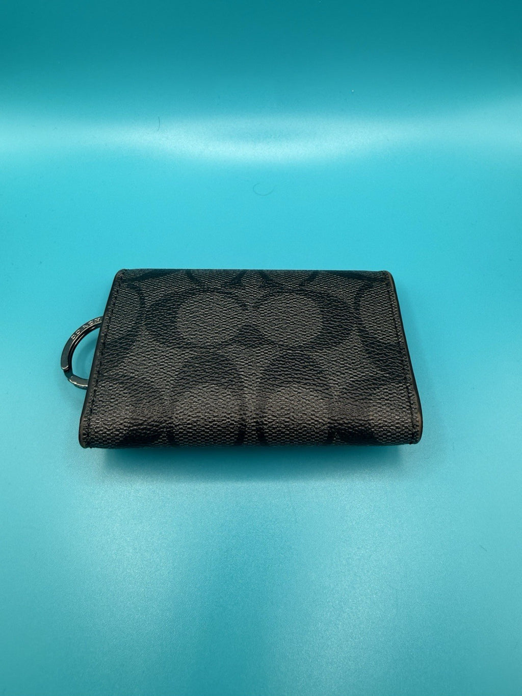 Coach Signature Canvas Key Ring Case/ Flap Key Case in Charcoal/ Black1