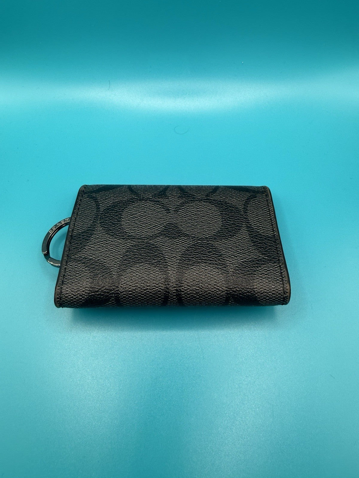 Coach Signature Canvas Key Ring Case/ Flap Key Case in Charcoal/ Black1