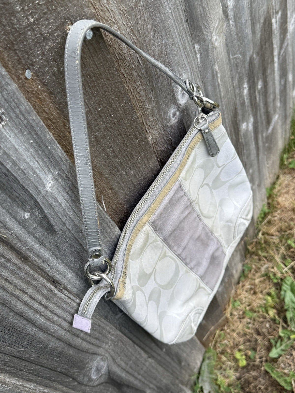 Coach Gallery SignatureStripe Convertible Shoulder Bag in Light Khaki/Gunmetal6