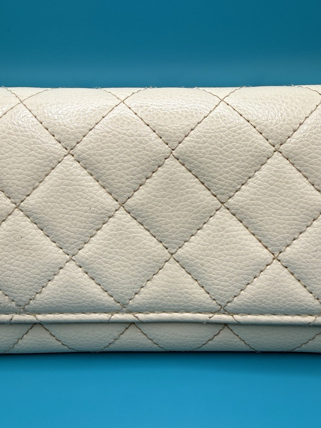 La Bagagerie Quilted Continental Wallet Clutch in Off-White Leather8
