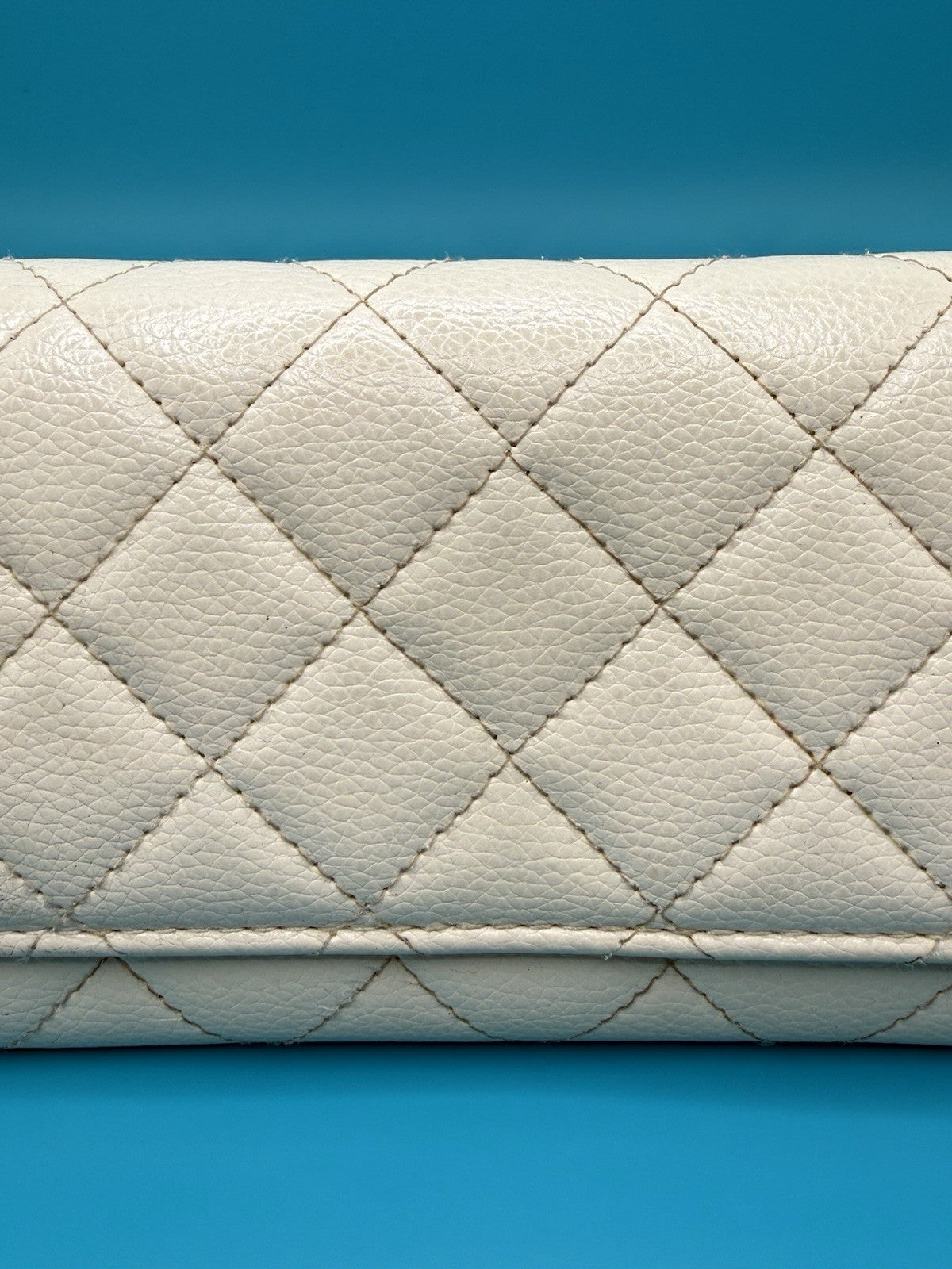 La Bagagerie Quilted Continental Wallet Clutch in Off-White Leather8