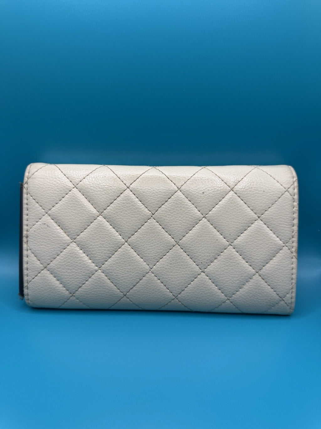 La Bagagerie Quilted Continental Wallet Clutch in Off-White Leather2