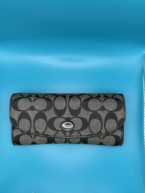 Coach Signature Canvas Long FlapWallet in Black Smoke0