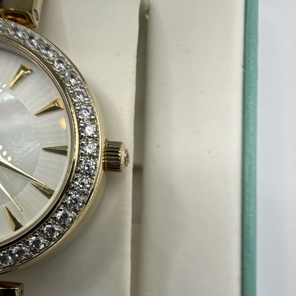DMQ Women's Quartz Analogue Dress Watch White Dial Gemmed Bezel Bracelet Box3