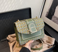 Mini checkered pattern tweed crossbody bag with buckle decoration design.0