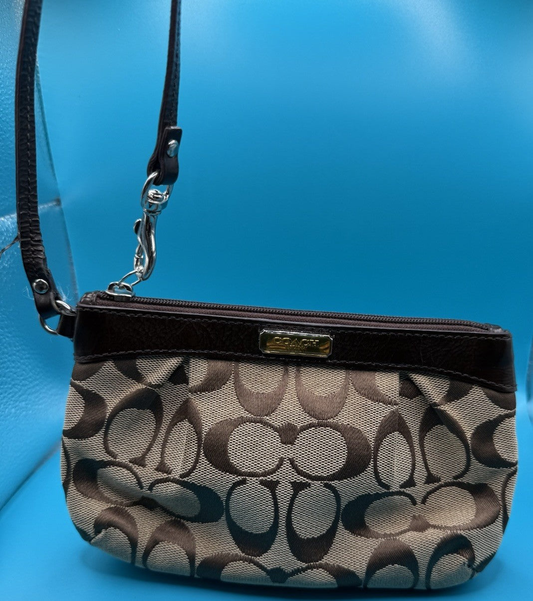 Coach Signature Logo Canvas & Leather Women’s Wristlet Wallet Zip, Credit Card12
