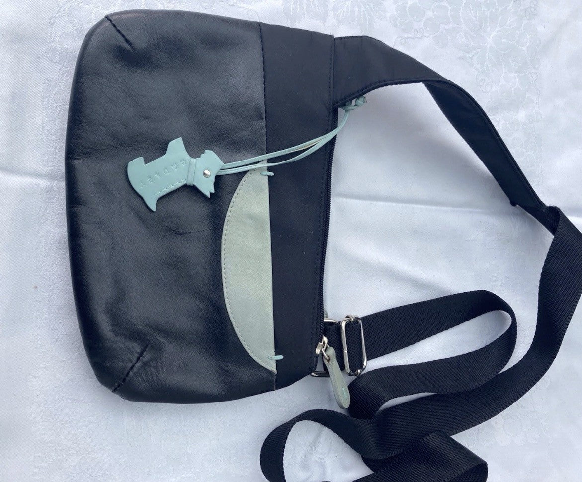 Radley Black  And Duck Egg Leather And Nylon Crossbody Bag0