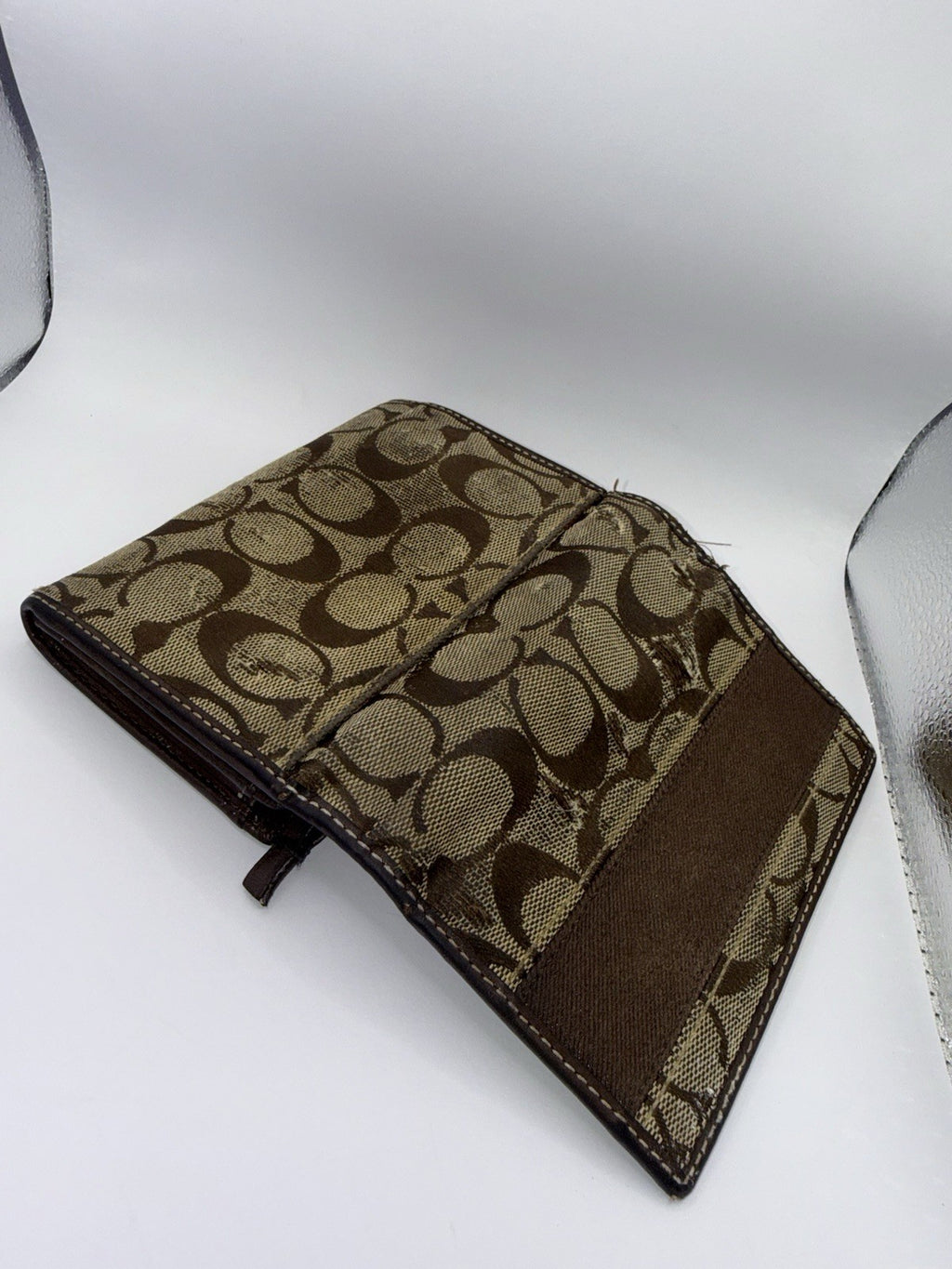 Coach Signature Canvas & Leather Women’s Wallet, Zip Snap, Credit Card Brown11