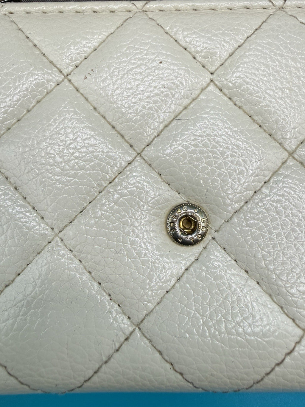 La Bagagerie Quilted Continental Wallet Clutch in Off-White Leather12
