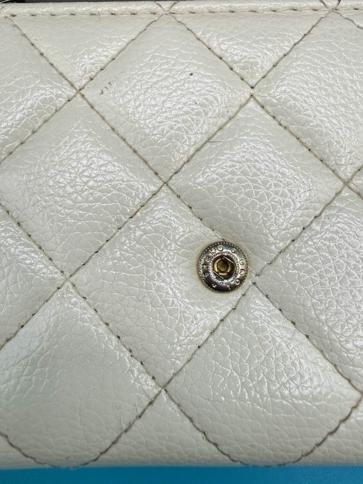 La Bagagerie Quilted Continental Wallet Clutch in Off-White Leather12
