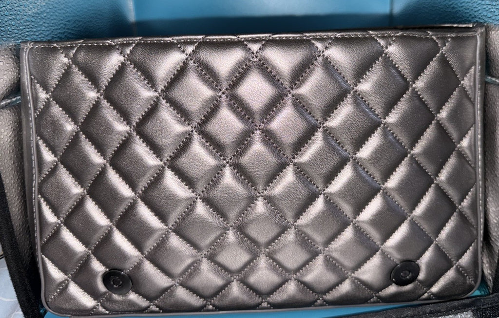Love Moschino Quilted Faux-Leather Shoulder Bag in Metallic Pewter with Purse8