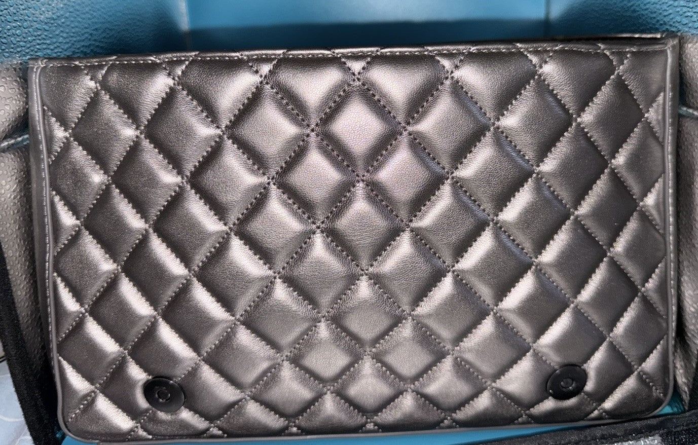 Love Moschino Quilted Faux-Leather Shoulder Bag in Metallic Pewter with Purse8