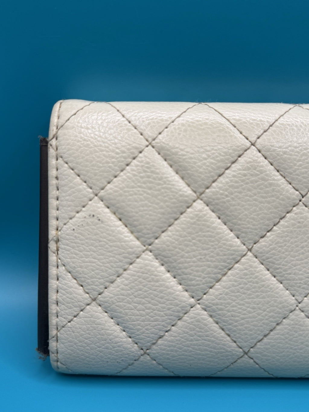 La Bagagerie Quilted Continental Wallet Clutch in Off-White Leather4