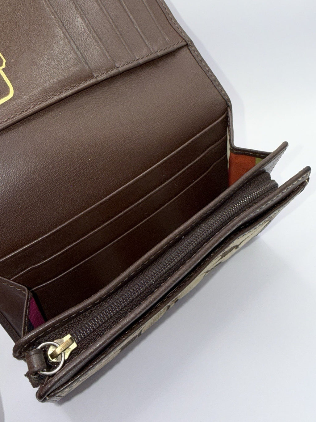 Coach Signature Canvas & Leather Women’s Wallet, Zip Snap, Credit Card Brown6