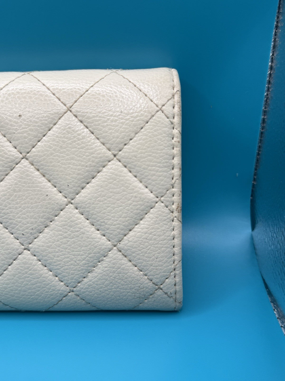 La Bagagerie Quilted Continental Wallet Clutch in Off-White Leather3
