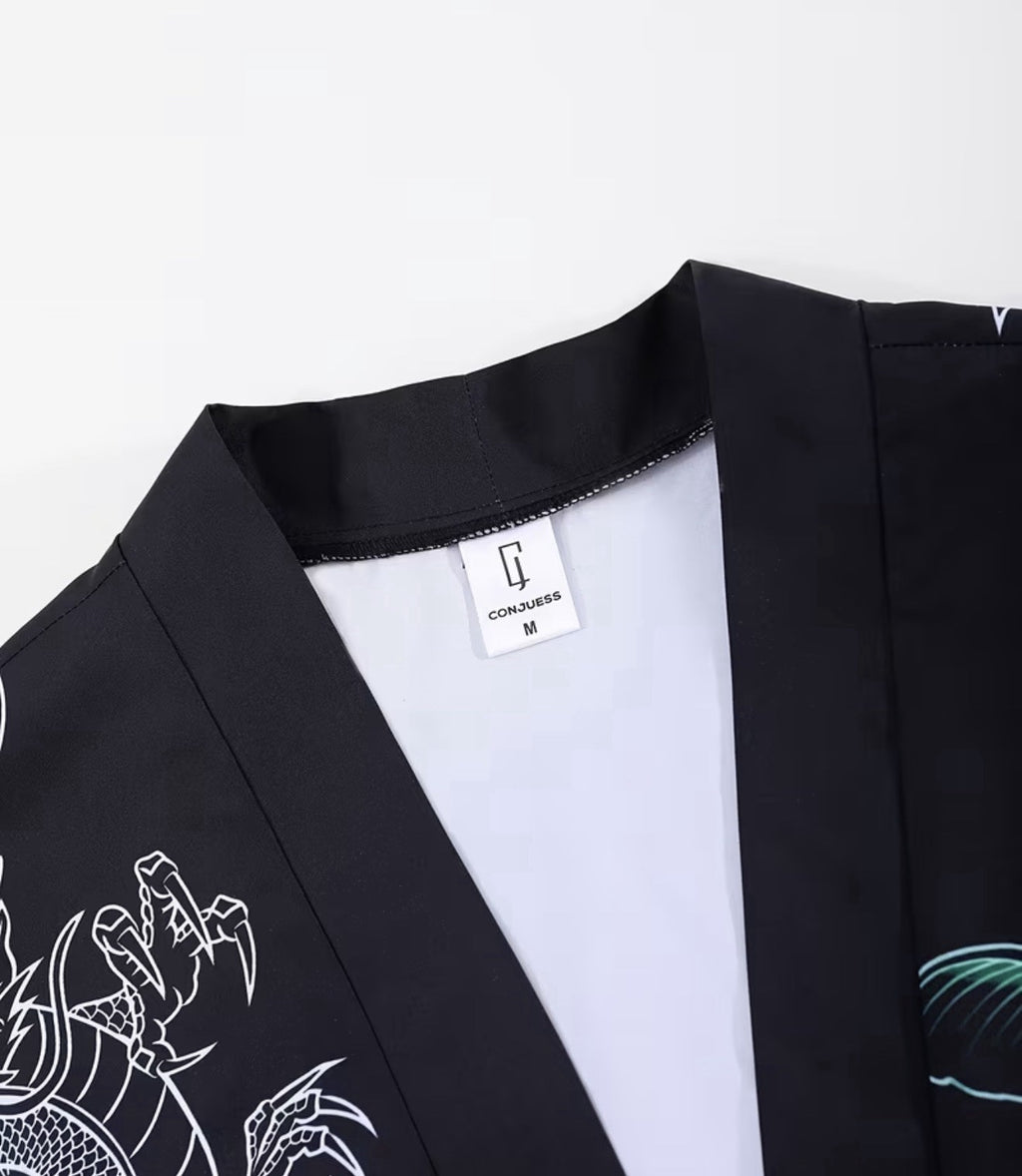 Men's Kimono Set with Carp Leaping Over the Dragon Gate Pattern2
