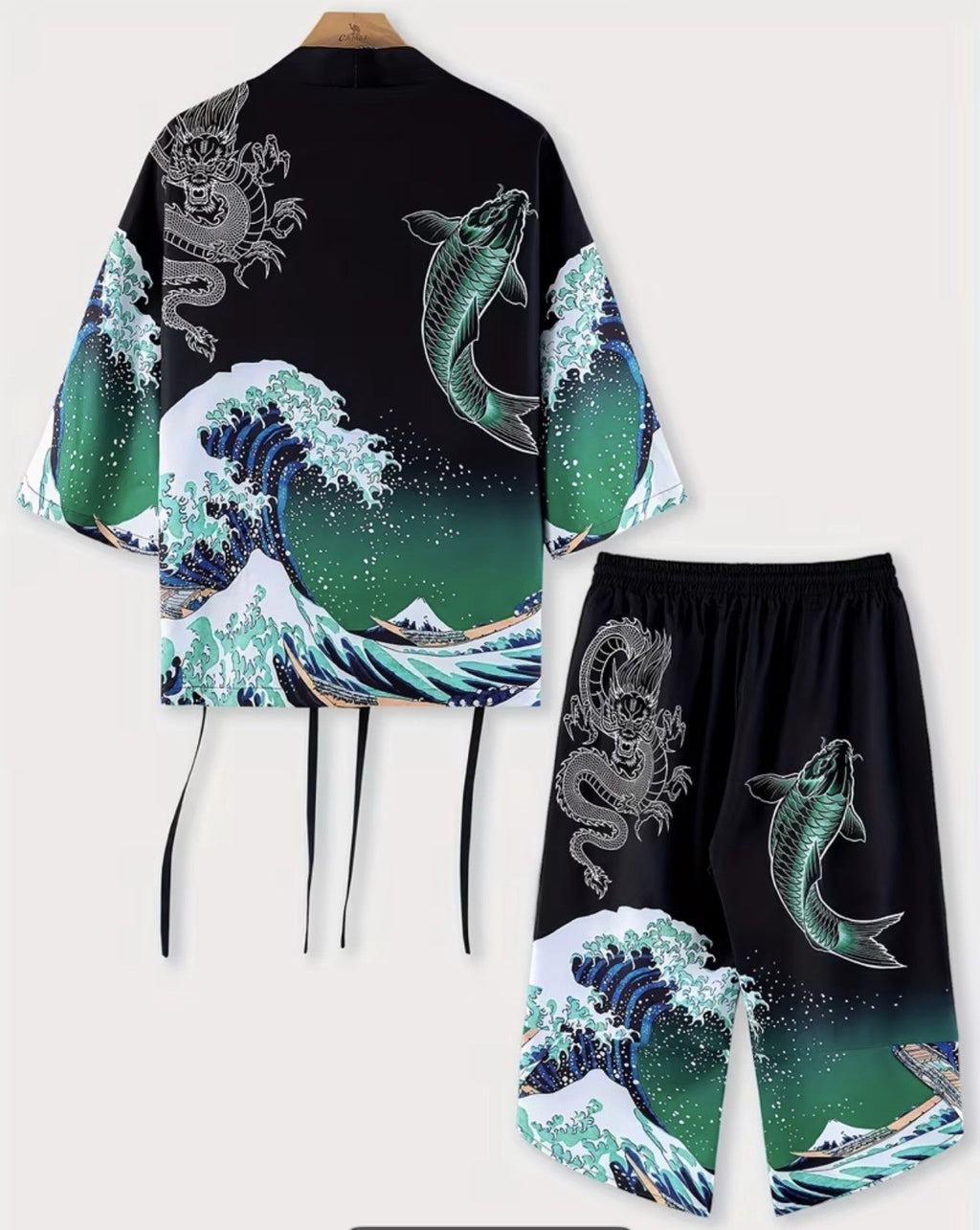 Men's Kimono Set with Carp Leaping Over the Dragon Gate Pattern1
