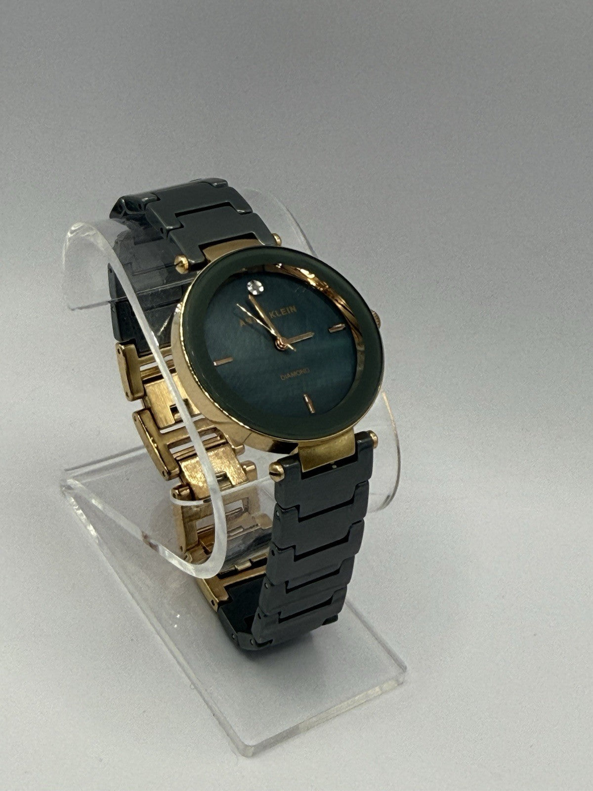 Anne Klein Diamond Women's Quartz Analogue Green Dial Grey Ceramic Bracelet Box4