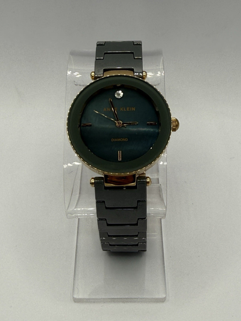 Anne Klein Diamond Women's Quartz Analogue Green Dial Grey Ceramic Bracelet Box2