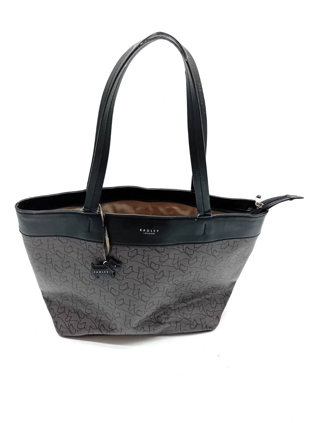RADLEY HANDBAG Brown & Black Repeated dog design with Charm0