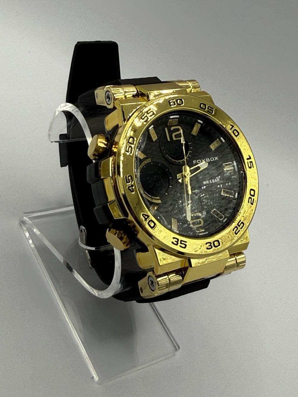 Fox Box Men's Watch Gold Tone with Silicone Band1