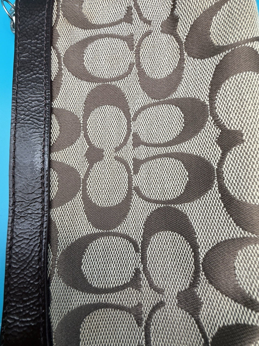 Coach Signature Logo Canvas & Leather Women’s Wristlet Wallet Zip, Credit Card6