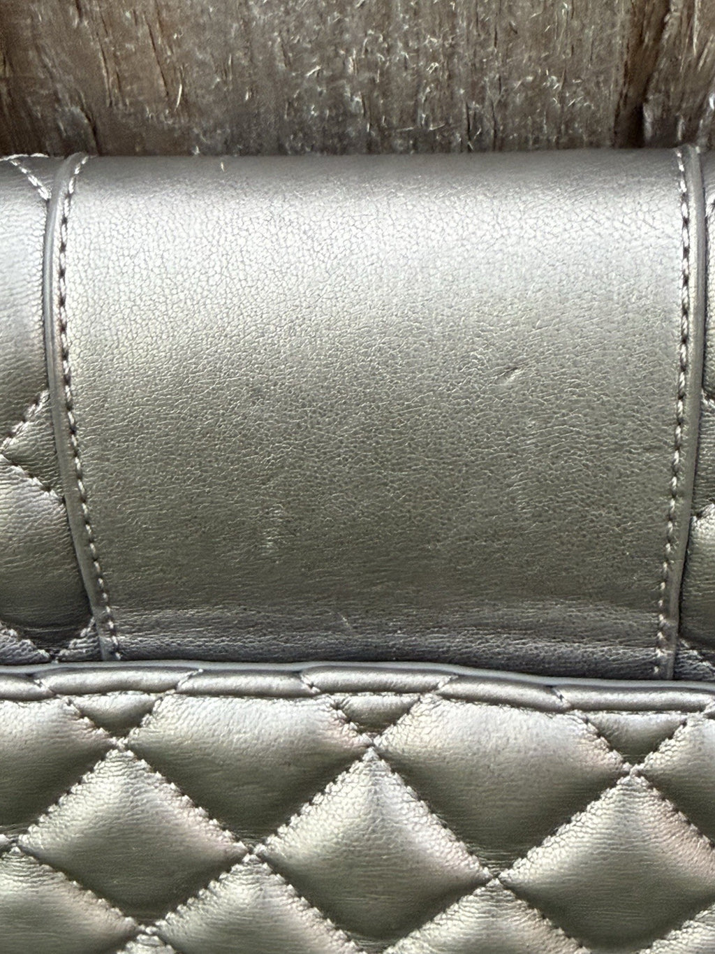 Love Moschino Quilted Faux-Leather Shoulder Bag in Metallic Pewter with Purse6