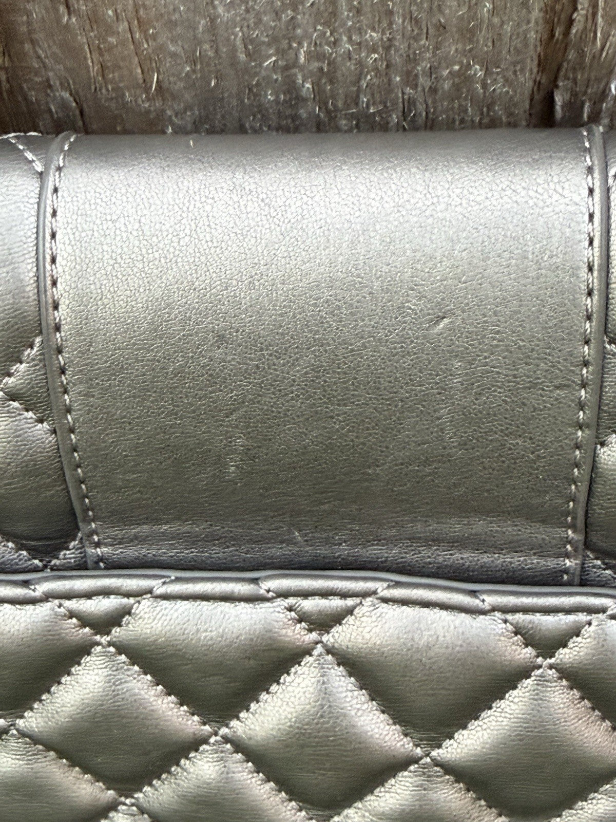 Love Moschino Quilted Faux-Leather Shoulder Bag in Metallic Pewter with Purse6