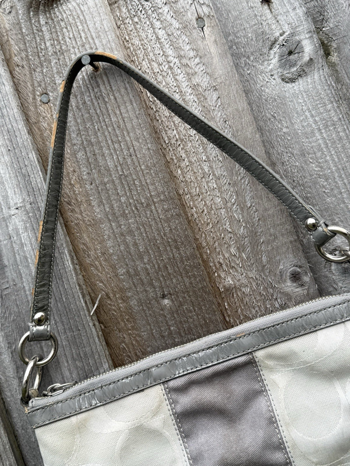 Coach Gallery SignatureStripe Convertible Shoulder Bag in Light Khaki/Gunmetal11