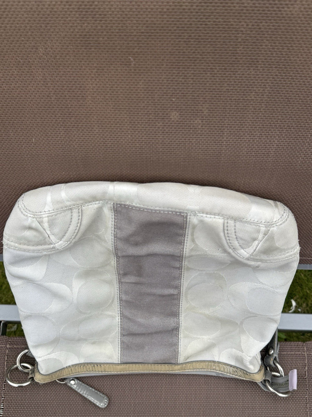 Coach Gallery SignatureStripe Convertible Shoulder Bag in Light Khaki/Gunmetal12