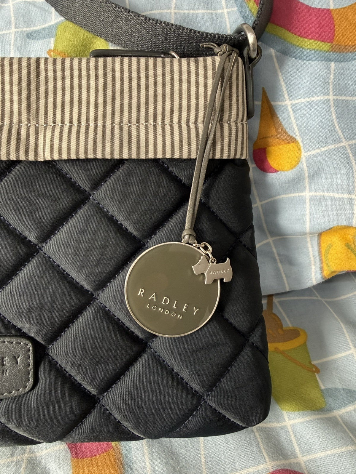 Radley - Quilted Crossover Body Bag - NAVY- With Stripe Detail3