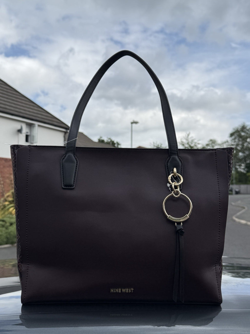 Nine West Karis Large Tote with Removable Pouch in Merlot/Oxblood2