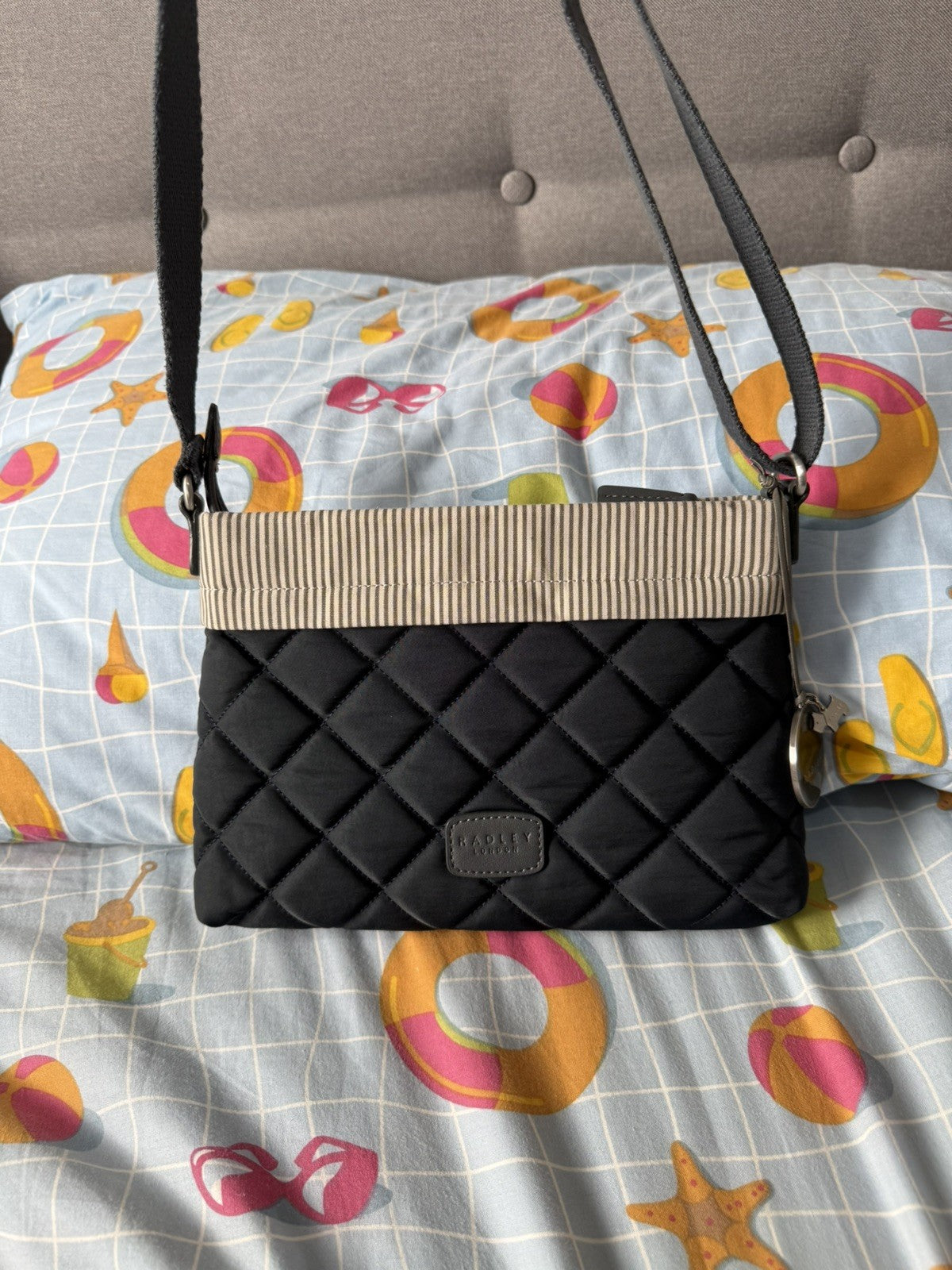 Radley - Quilted Crossover Body Bag - NAVY- With Stripe Detail7