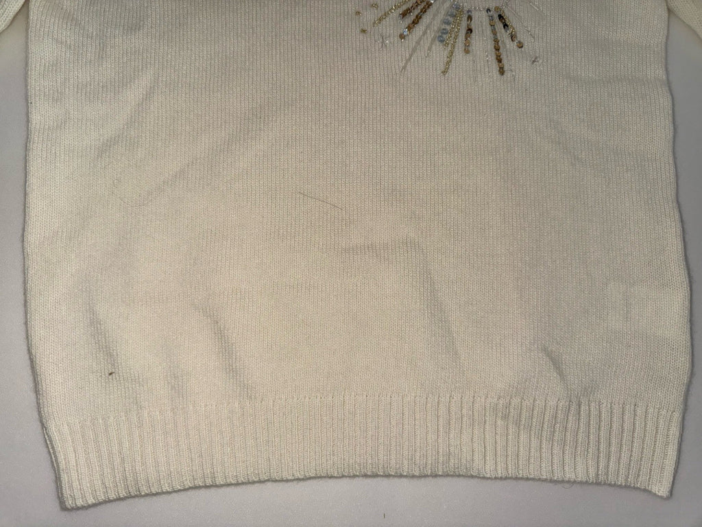 Le Lion Cancer Petite Crew Neck Jumper Size XS Beaded Sequin Lion Knit5