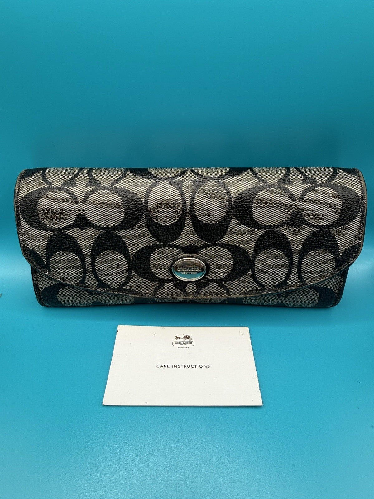 Coach Signature Canvas Long FlapWallet in Black Smoke18
