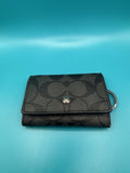Coach Signature Canvas Key Ring Case/ Flap Key Case in Charcoal/ Black0