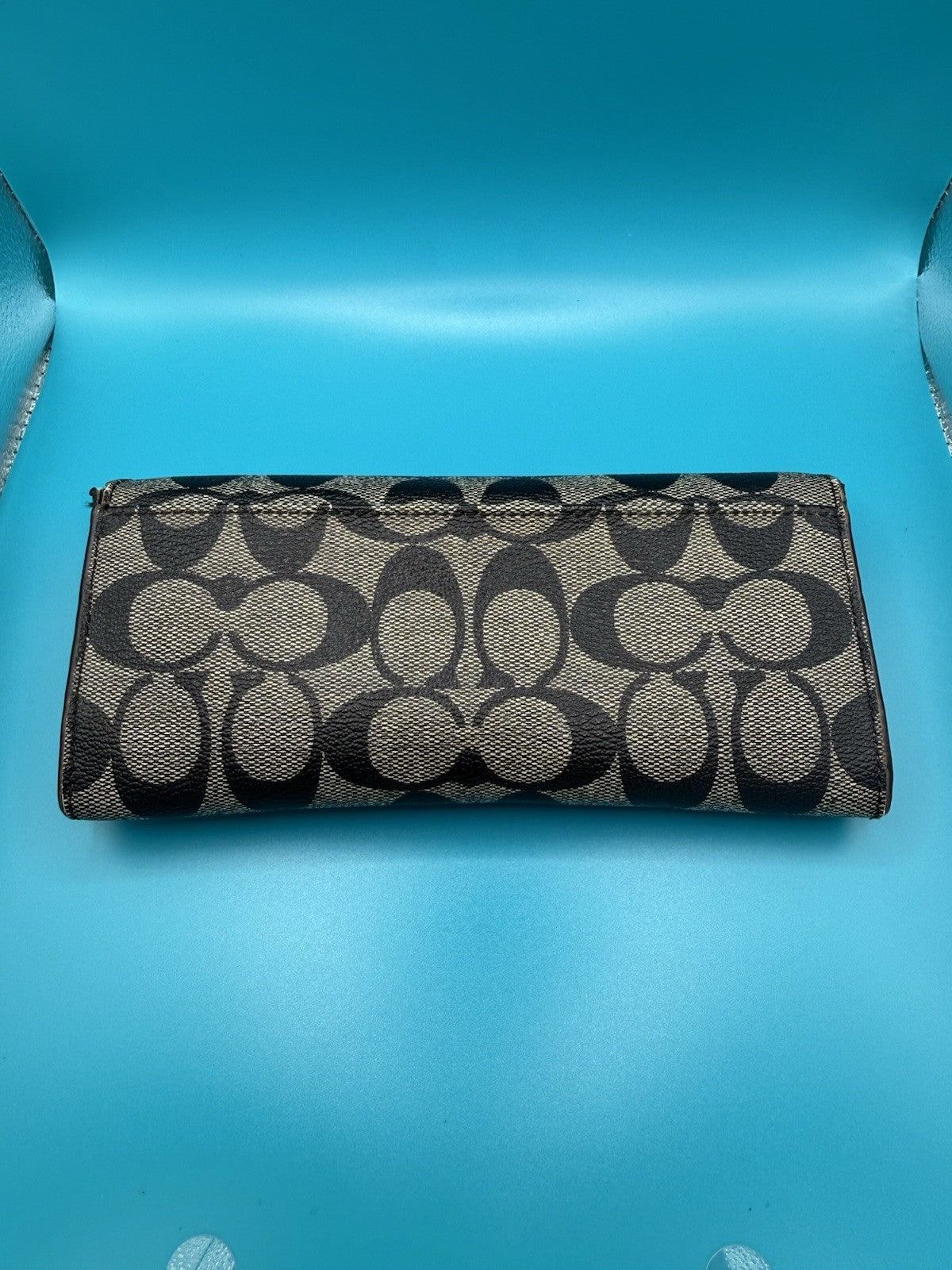 Coach Signature Canvas Long FlapWallet in Black Smoke4