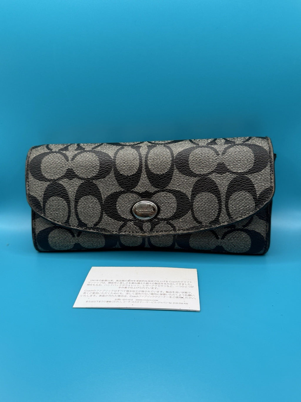 Coach Signature Canvas Long FlapWallet in Black Smoke19