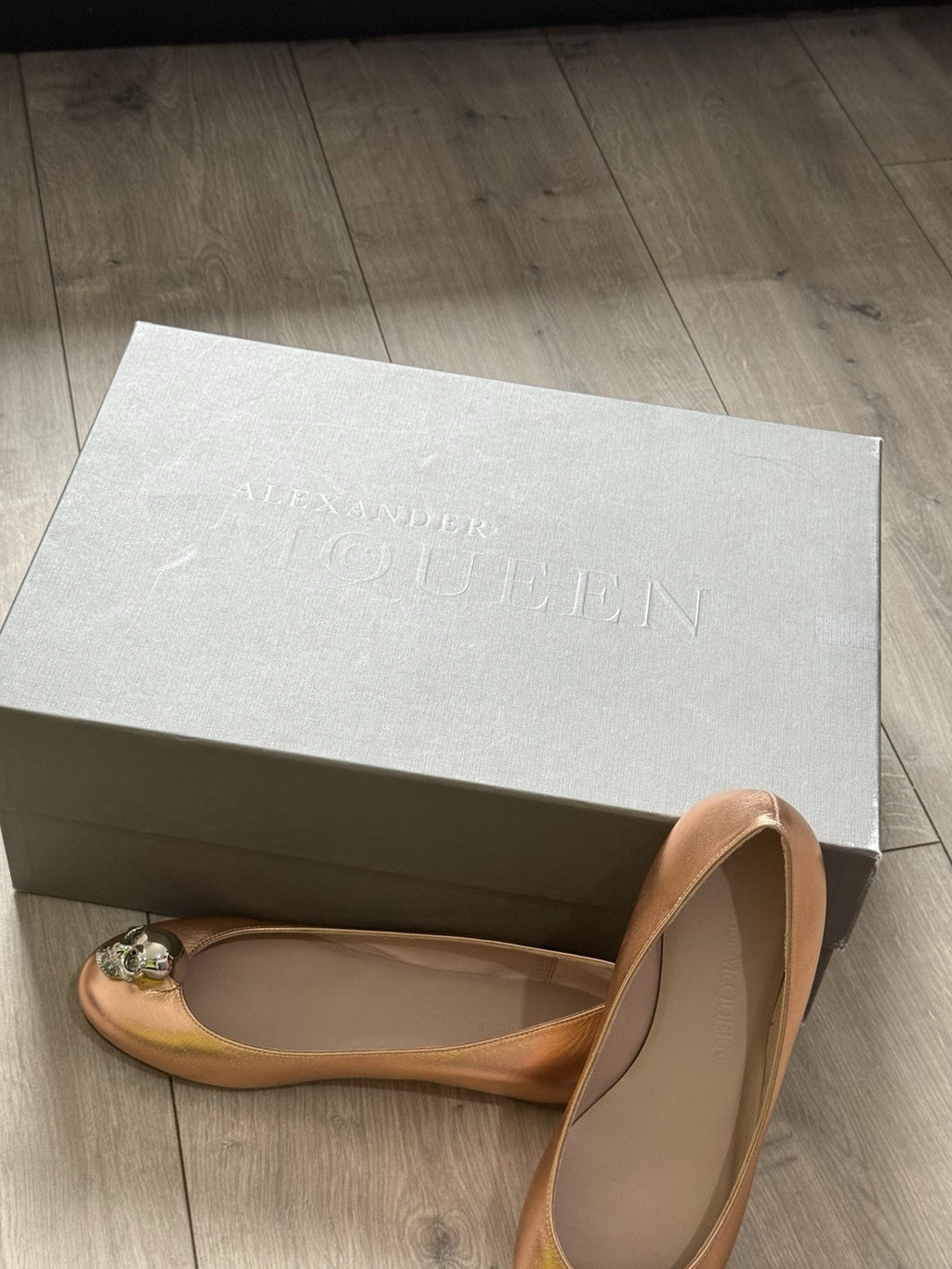 Alexander McQueen MCQ Ballet Flat Shoes Women Size 2.5 Ex Display Rose Gold4