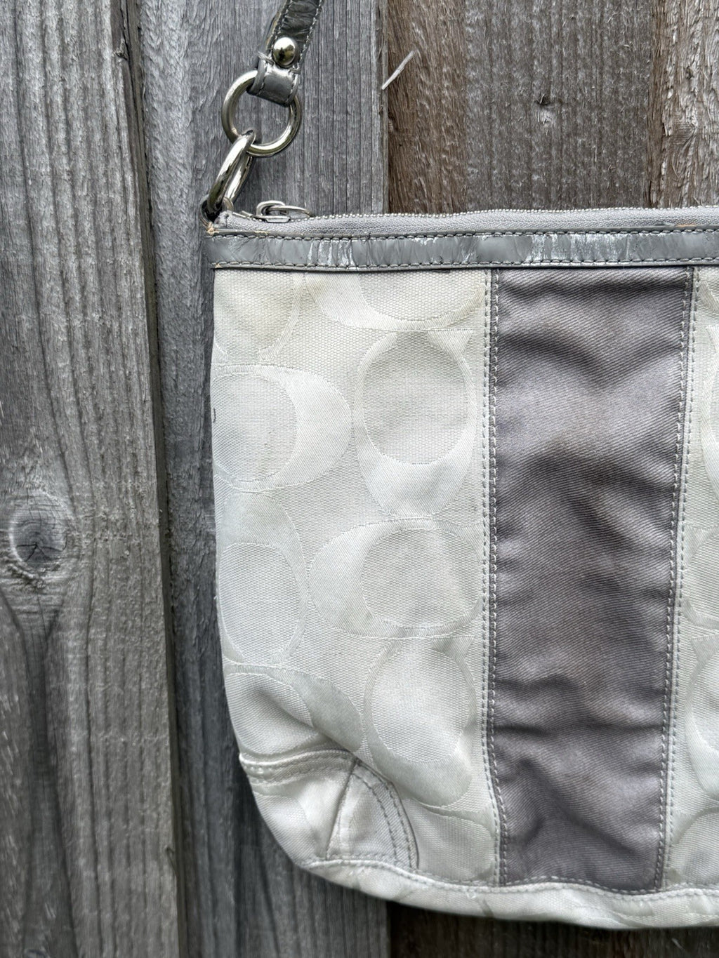 Coach Gallery SignatureStripe Convertible Shoulder Bag in Light Khaki/Gunmetal8