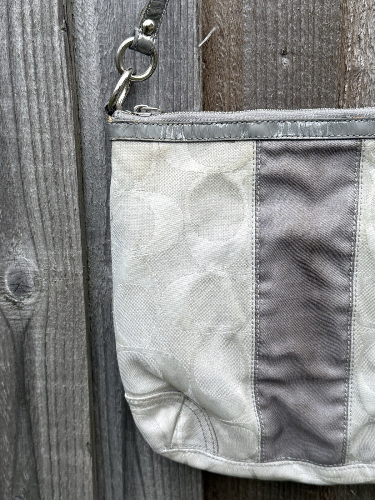 Coach Gallery SignatureStripe Convertible Shoulder Bag in Light Khaki/Gunmetal8