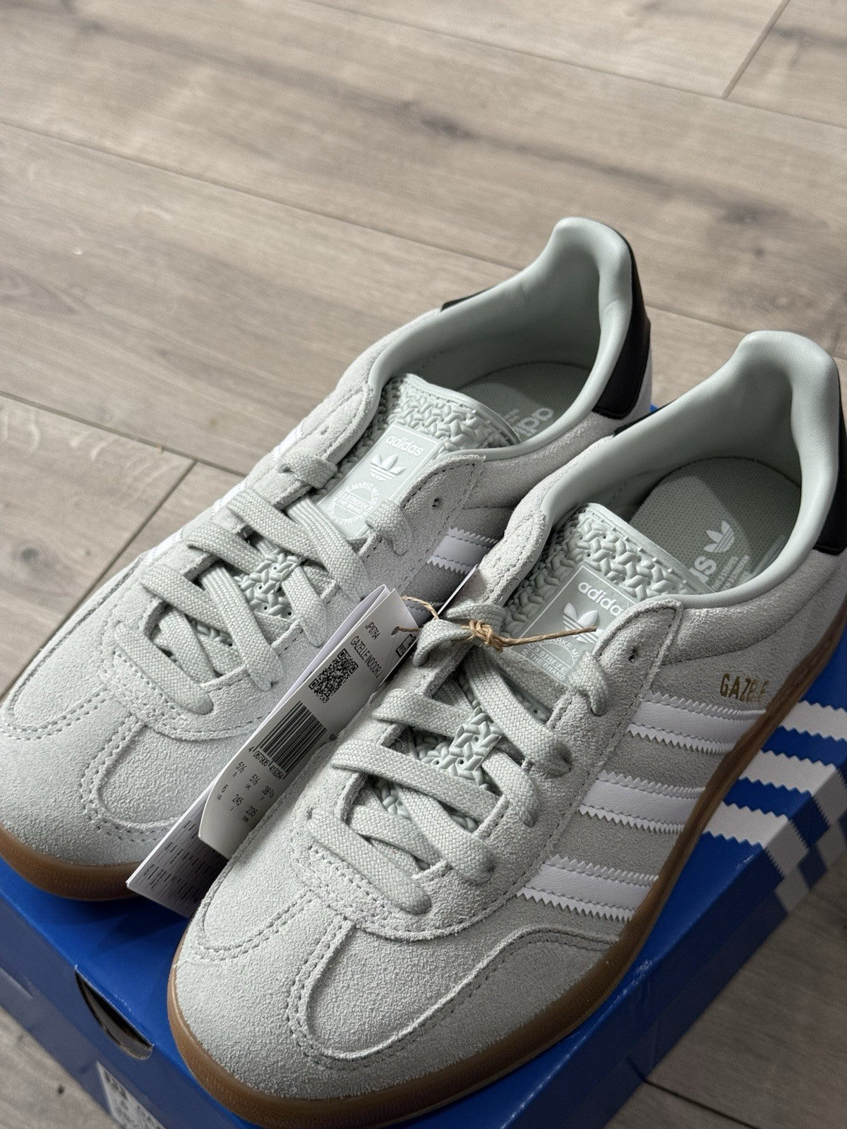 Adidas Gazelle Indoor J Model JP8764 Ash Green White  Size UK 5.5, Size 6 US0