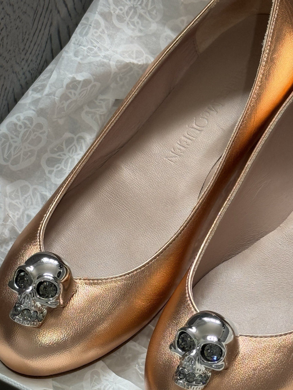 Alexander McQueen MCQ Ballet Flat Shoes Women Size 2.5 Ex Display Rose Gold1