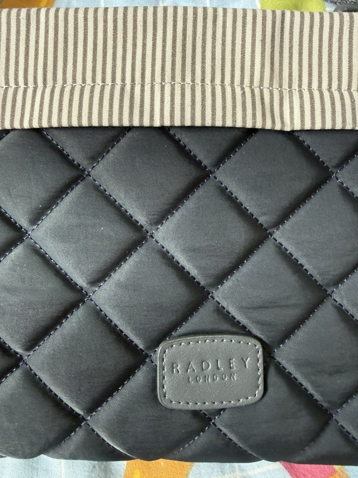 Radley - Quilted Crossover Body Bag - NAVY- With Stripe Detail1